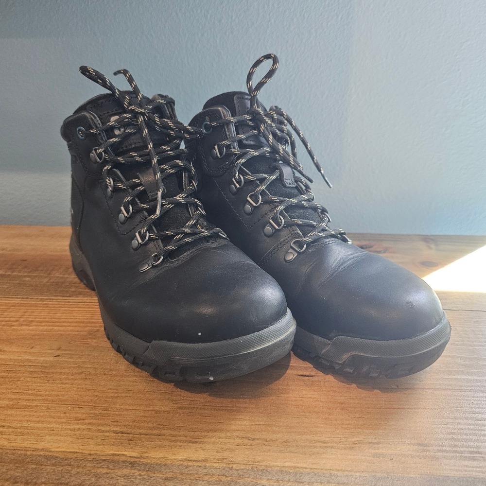 CAT Caterpillar Steel Toe Work Boots Black Leather‎ Waterproof Women's 8 W